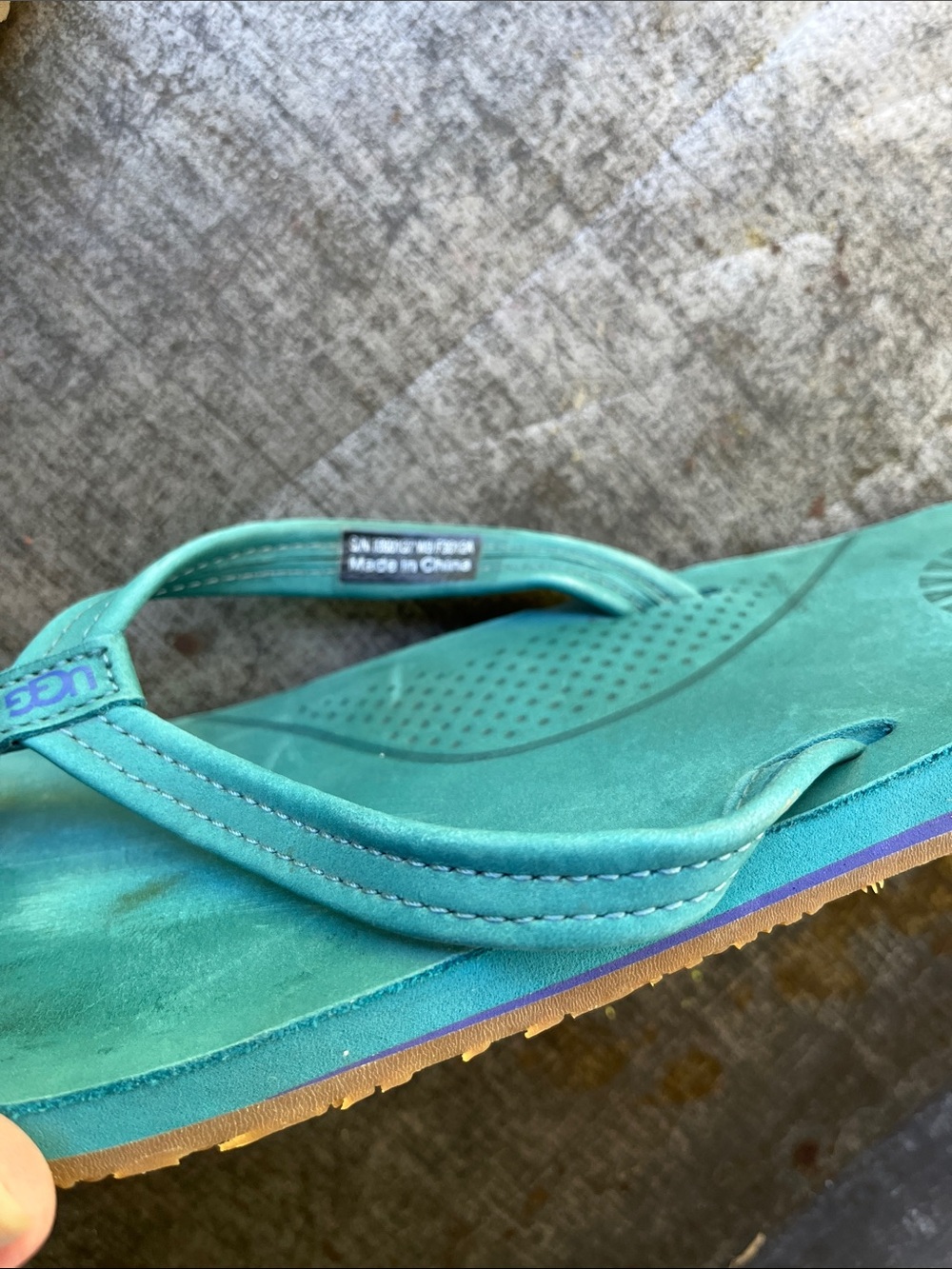 UGG Teal Suede Flip Flop Sandals - Picture 9 of 11